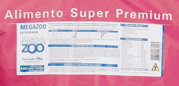 Megazoo Extrusada Psitapremium 15 KG Ração Extrusada Para Calopsita , Ring Neck E Demais Psitacideos - Imagem 2