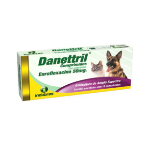 DANETTRIL Antibiótico Enrofloxacina Para Cães E Gatos Cart C/10 Compr 50mg